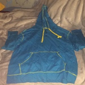 Lightweight blue and yellow hoodie